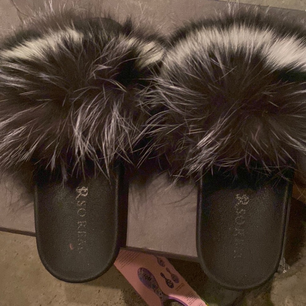 so real fox fur slippers